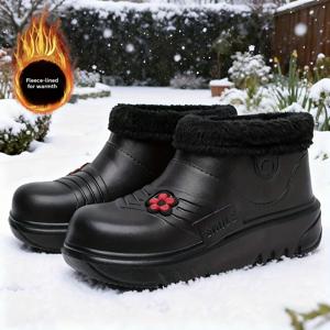 TEMU 여성용 겨울 스노우 부츠 - 미끄럼 방지 EVA 밑창, 따뜻한 기모 안감, 둥근 토 디자인의 두꺼운 밑창 아이스 & 스노우 부츠, 아이스, 눈, 습한 환경에 적합 - 올 시즌, 야외 작업 & 캐주얼 웨어, 여성용 스노우 부츠, 겨울 신발