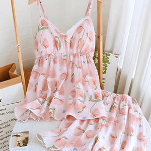 TEMU 이중거즈면 순면 시원한 홈웨어 세트 여성잠옷 LX1015