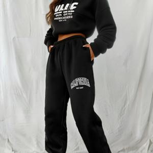 TEMU 여성용 캘리포니아 그래픽 레터 조거 팬츠 - 가을/겨울 아슬레저 & 라운지웨어용 탄력 있는 허리, 두꺼운 따뜻한 원단, 사이드 포켓이 있는 캐주얼 스웨트팬츠, 트렌디한 운동복, 내구성 있는 편안한 착용감, 스타일리시한 의류, 코지 팬츠