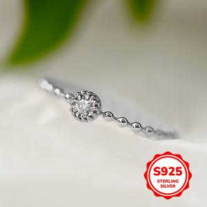 TEMU 925 실버 엘레강트 반지 (합성 지르코니아 장식) - 스타일, 925 실버 도금, 또는 선물용으로 완벽, 1g, 박스 미포함