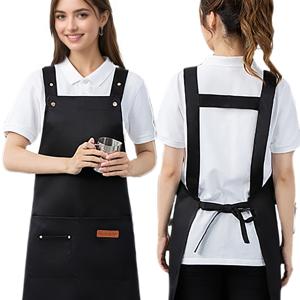 TEMU 우아한 주방 캔버스 앞치마, 조절 가능한 넓은 어깨끈 디자인, 남녀 공용, 두 개의 대형 포켓과 하나의 소형 포켓 포함, 요리, 가드닝, 바비큐, 홀에서 드로잉, 베이킹, 미용 및 매니큐어에 적합