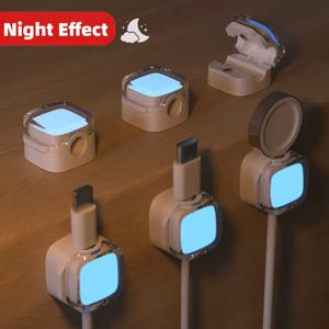 TEMU 6개 세트 야광 케이블 클립 포함 강력한 자석 코드 홀더 - 책상, 벽, 침대 옆 벽걸이용 - 최대 8mm 전선/케이블 호환 (화이트) - 홈, 오피스, 차량용 코드 정리 - 공간 절약형