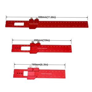 TEMU 3개 세트 레드 알루미늄 목공 자, 슬라이드 스톱 포함 - 정밀 T-트랙 벤치마크 게이지, 인치/미터, 45/90/135도 각도 목재 정확한 마킹용 - , 3/4