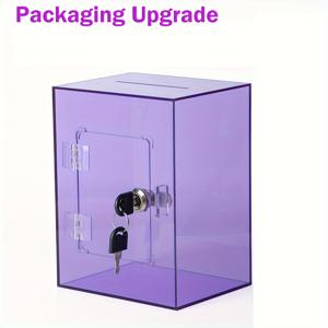 TEMU 성인용 아크릴 저금통 - 현금과 동전을 보관할 수 있는 대용량 자물쇠 잠금식 저축통 - 투명 보라색으로 내구성이 뛰어난 잔돈 상자