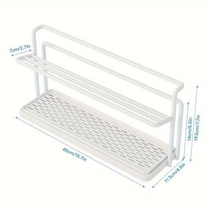 TEMU 1개 업그레이드된 카본 스틸 두단 병 건조대 - 배수 트레이 포함, 조립 불필요한 공간 절약형 주방 정리대 (유리/금속/플라스틱 병 & 텀블러용), 미니멀 디자인, 내구성 강화, 소형 공간 생활용 스탠딩 선반|텀블러