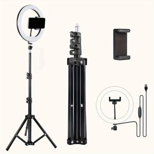 TEMU 43인치 셀카스틱 삼각대가 있는 10인치 링 라이트, 스탠드와 휴대폰 홀더가 있는 LED 링 라이트, 휴대폰, 카메라와 호환 가능