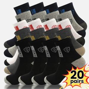 TEMU 남성용 사계절 스포츠 양말, 편안하고 통기성 좋은 가을 겨울 두꺼운 따뜻한 양말 20켤레