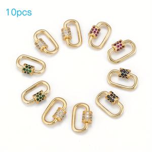 TEMU 팔찌 목걸이 DIY 제작용 혼합 색상 오벌 구리 인레이 클라스프 10개 세트