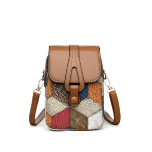 TEMU 여성용 빈티지 기하학적 패턴 메신저 백, 자수 퀼팅 크로스바디 숄더백, 조절 가능한 스트랩, 지퍼 잠금, 폴리에스터 안감, 가장자리 페인트 디테일 - 다크 브라운|크로스백|여행용크로스백|가죽가방