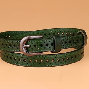 TEMU 여성용 진짜 가죽 벨트 - 가벼운 펀치 없는 디자인, 조절 가능한 합금 버클, 캐주얼 & 펑크 스타일 다기능 액세서리, 일상적인 출퇴근 및 주말 외출용 벨트, 여성용 벨트, 세련된 액세서리, 에지리즘 패션 피스, 내구성 있는 패션 피스