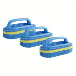 TEMU 3pcs 수영장 청소 브러시, 수영장 벽과 타일을 위한 내구성 있는 폴리프로필렌 스펀지 브러시, 가정용 주방 용품, 욕실 청소, 식기 세척, 소형 아이템, 겨울 타일 스펀지 브러시, 손잡이가 있는 청소 브러시, 스펀지 스크러브 패드, 주방 청소 브러시, 식기 세척 브러시, 청소 브러시, 얼룩 제거 브러시