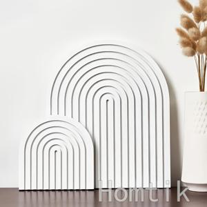 TEMU 모던 아치 장식 트레이 2개 세트, 우아한 무지개 목재 아치 데코, 화이트 홈 데코 - 거실, 침실, 주방, 커피 바, 사무실, 기숙사용 선반 & 드레서 장식