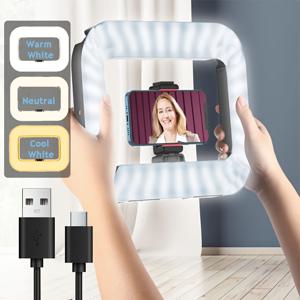 TEMU LED 링 라이트가 있는 카메라 및 스마트폰 스테빌라이저 키트, 대형 3600mAh 배터리, 스마트폰 비디오 장비에 적합한 세 가지 색온도 설정, 스마트폰 셀카 및 라이브 스트리밍 조명에 적합합니다.
