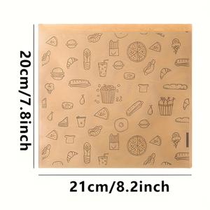 TEMU 100개 크래프트 종이 오일 방지 식품 포장 봉투 - 생강 노란색, 햄버거, 피자, 치킨, 바비큐, 샌드위치용 도구 아이콘 포함 테이크아웃 백 - 레스토랑, 카페 및 가정용 완벽