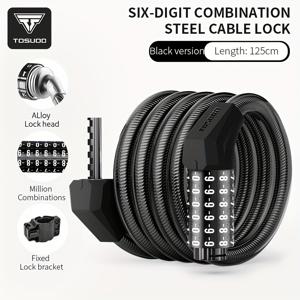 TEMU TOSUOD 자전거 잠금 - 도난 방지 주석 합금 체인 잠금, 6자리 조합, 광택 백색 마감, 산악 자전거, 전동 자전거 및 스쿠터용 수동 보안 - 내구성 및 내구성, 자전거 잠금, Tosuo|전기자전거|전기스쿠터
