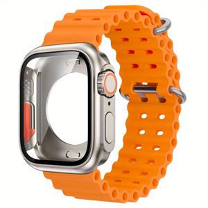 TEMU 하드 PC 강화유리 케이스 + 밴드, 애플워치 40mm 41mm 42mm 44mm 45mm 49mm Ultra용, SE/SE2 시리즈 10 6 5 4 호환, 충격방지 보호필름 & 소프트 스포츠 브레이슬릿 (여성&남성)|남자팔찌