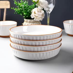 TEMU 4개 세트 8인치 심플리 엘레강스 세라믹 접시 - 파스타, 메인디쉬 및 사이드 디쉬에 이상적 - 전자레인지 & 식기세척기 사용 가능