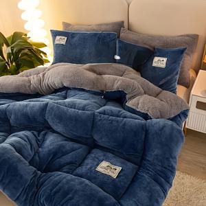 TEMU 1pc 현대 밀 벨벳 커버 - 부드럽고 두꺼운 퀼팅 디자인, 모든 계절 사용, 침실, 게스트 룸 및 호텔용 기계 세탁 가능 - 폴리에스터, 중간 무게, 180-200gsm, 커버 세트