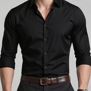 TEMU 2025 신상 우아한 남성용 긴팔 셔츠 비즈니스 정장 셔츠