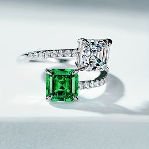 TEMU RYYM 우아한 스퀘어 지르코니아 여성용 반지 - 화이트 골드 도금 오픈 링, 사월 탄생석, 일상 착용 및 파티 및 특별한 날에 완벽, 생일 선물로 이상적, 파티 주얼리| 주얼리|지르코니아 인레이|탄생석