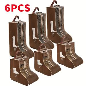 TEMU 6개입 먼지방지 & 방수 신발 보관백 - 디자인 플랫, 부츠, 하이힐용 핸들 포함 여행 및 가정용 신발 정리함, 안전한 지퍼 잠금, 가벼운 소재, 자주 이동하는 분들을 위한 보호형 지퍼 백|신발정리대