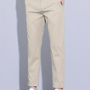 TEMU 여름 2025년을 위한 남성용 단색 경량 비즈니스 캐주얼 크롭드 바지, 얇고 편안한 빠르게 건조되는 아이스 실키 섬유로 제작된 레그 바지. 야외 패션에 적합한 다용도 한국 스타일 캐주얼 바지, 봄과 가을을 위한 통통방 바지.