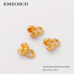 TEMU 10개 18K 금박 브라스 조개껍질 크림프 엔드 비즈 - 자연적인 금박 마무리, DIY 보석 만들기 용품, 팔찌, 체인 커넥터, 펜던트, DIY 보석 프로젝트, 비즈 액세서리, 보석 만들기 용품, 크림프 비즈 디자인, 광택 마무리