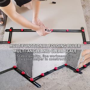 TEMU 6단 접이식 알루미늄 합금 자 - 육각형 다기능 측정 도구, 목공 및 타일 설치용 정밀 마킹, 타일 세팅 게이지, 컴팩트 보관 디자인, 견고한 구조, 고품질 게이지, 홈 리노베이터용