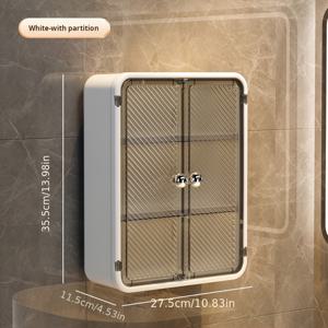 TEMU 1개 DOCOXO 욕실 & 주방 정리대 - 내구성 플라스틱 제작, 공간 절약형 수직 선반 조절 가능 - 화장실 위/세면대 아래 설치 - 현대적인 욕실 수납 선반 (타월, 세면도구, 보석류용) - 도구 없이 간편한 설치 - 욕실, 주방, 화장대 정리에 이상적, 미니멀 디자인, 무공구 설치|화장대