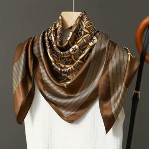 TEMU 1 반다나 숄 프린트 헤드스카프, 스퀘어 스카프, 여성용 패션 매치, 타이 백 스트랩, 데일리 사용 가능한 소형 스카프