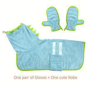 TEMU 2개 빠른 건조 개 목욕 가운 애완동물 타월 세트, 조절 가능한 마이크로화이버 로브 및 건조 장갑 포함, 귀여운 공룡 모양의 애완동물 목욕 타월. 차가운 날씨, 해변 및 수영 후 사용에 적합, 고양이와 개에게 이상적, 할로윈 선물 또는 크리스마스 선물로 적합한 애완동물 소유자에게 이상적. 배터리 없는 애완동물 할로윈 의상|샤워가운