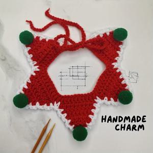 TEMU 1개 크리스마스 수제 니트 목도리 & 침받이 세트 - 고양이와 강아지를 위한 새해 액세서리