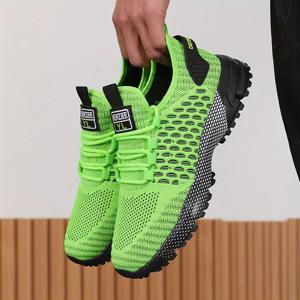 TEMU 데일리 컴포트 남성용 통기성 미끄럼 방지 캐주얼 스니커즈 - 노란색과 검정 메쉬 디자인, 야외 활동 및 조깅을 위한 가벼운 러닝화 | 패션 조거 신발 | 브랜드 운동화, 피트니스 슈즈