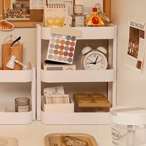 TEMU 1개 데스크탑 정리대 랙 - 립스틱, , 메이크업 및 문구용 다층 플라스틱 수납 선반 | 쉬운 조립, 금속 파이프 없음, 공간 절약형 화장대 디스플레이, 홈 & 오피스 정리용, 메이크업 바니티 책상, 랙, 주방/욕실 정리 및 보관, 책장, 주방 보관대, 주방 액세서리, 벽 선반, 수납 선반