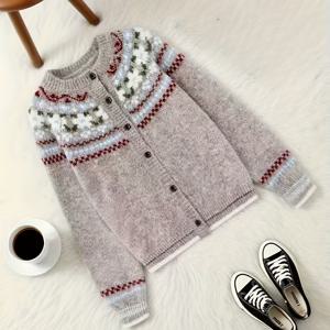 TEMU 라운드넥 루즈핏 자수 꽃무늬 노르딕 스타일 가디건 스웨터