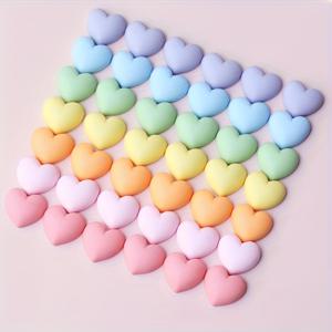 TEMU 42피스 마카롱 스타일 레진 하트 장식 세트, DIY 공예용 - 파스텔 매트 마감, 하트와 별 모양, 주얼리 제작, 헤어 액세서리 & 폰 케이스 장식 | 별 모양 장식 | 재료 공급, 주얼리 만들기용 하트 참, 마카롱 비즈