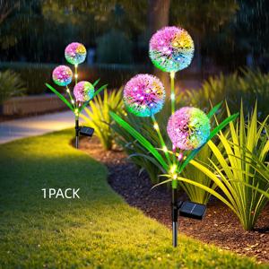 TEMU 3헤드 크리스마스 솔라 민들레 LED 조명, 야외 정원 마당 잔디 화분 분위기 따뜻한 장식 조명, 1개 솔라 민들레 정원 조명 장식 - 컬러풀 야외 길과 웨딩 장식