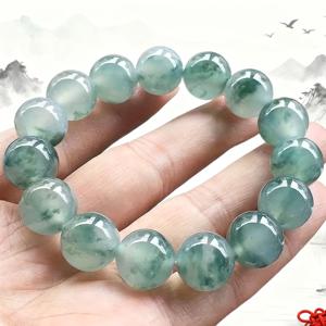 TEMU 천연 A 등급 버마 팔찌 - 남녀공용 스타일 아이스 투명, 녹색톤, 남녀 공용 부드러운 구형 비즈, 발렌타인데이 & 특별한 날 완벽한 선물, 남성용 팔찌, 남녀 공용 주얼리, 스타일, 팔찌 여성, 여성팔찌, 팔찌 남성, 비즈팔찌, 남성팔찌