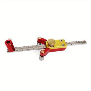 TEMU 3-in-1 목공 라인 마킹 도구 - 알루미늄 합금, 빨간색, 조립 불필요 - 정밀 직선 및 아크 라인, DIY 프로젝트용 평행 스크라이버 게이지