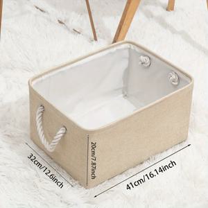 TEMU 손잡이가 있는 접이식 패브릭 수납 바구니 1개 - 옷장, 선반, 캐비닛 정리용 내구성 있는 짠 조직자 - 공간 절약형 쌓을 수 있는 디자인, 옷장 정리 및 보관, 선반 바구니