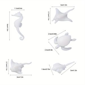 TEMU DIY 스테레오 해양 동물 화이트 모델 5개 세트, 접착제 드리핑 재료 포함, 분재 미니어처 조경, 라야스 바다거북 해마 수중세계 모델, 모래 테이블에 담긴 해양어류, 에폭시 수지 드리핑 장식 오너먼트, 탁상용 디스플레이,미니어처 동물,수중 테마,내구성 있는 레진 모델,상세한 조각,모래 밀봉 모델,공예 수집가들,DIY 애호가