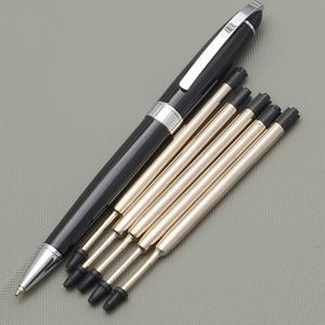 TEMU 1개의 Baoer 럭셔리 메탈 볼펜과 5개의 검정(파랑) 리필 실버 액세서리 오피스 비즈니스 선물 볼펜 부드러운 잉크 쓰기