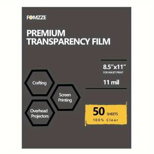 TEMU 50매 광택 투명 필름 종이, 8.5 x 11, PE (폴리에틸렌), 오버헤드 프로젝터 투명 필름 및 잉크젯 스크린 인쇄용, FOMZZE 브랜드