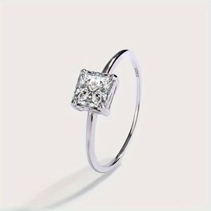 TEMU 클래식 S925 실버 포프롱 컷 링, 우아하고 세련된 여성용 약혼반지