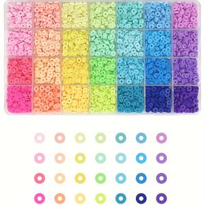 TEMU 4200개 클레이 비즈 세트 - 28색 플랫 라운드 폴리머 클레이 스페이서 히시 비즈, 액세서리 제작용