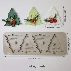 TEMU KANOVINO DIY 캔들 만들기용 4홀 크리스마스 트리 실리콘 몰드 – 탈형이 쉬움, 아로마테라피 캔들 및 차량용 프레셔에 이상적, 별과 베리 악센트가 있는 축제 장식, 휴일 홈 악센트|축제 테마 몰드|실리콘 소재, 캔들 몰드 실리콘
