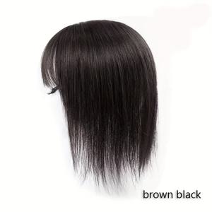 TEMU 3D 프렌치 헤어 토퍼와 앞머리 클립, 얇은 머리용 헤어 피스, 탈모 커버, 회색 머리용