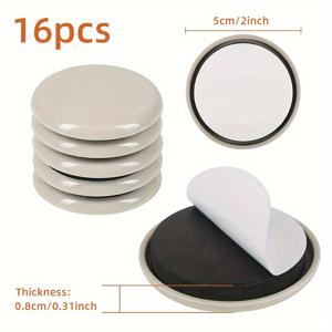 TEMU 16개 세트 무흔 접착 패드 포함 헤비듀티 가구 슬라이더 - 바닥 보호용, 의자 다리 캡, 테이블 발 커버 - 스크래치 방지, 경목/타일/카펫용 - 내구성 플라스틱 제작, 홈/오피스/상업용 - 튼튼한 구조, 디자인, 사무실 액세서리