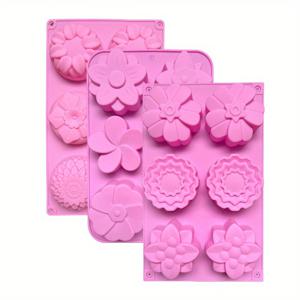 TEMU 생일, 크리스마스, 할로윈, 하누카를 위한 꽃 모양 실리콘 케이크 틀 3개 세트 - 오븐에 안전한 직사각형 비누 틀로 수제 케이크, 초콜릿, 디저트, 비스킷, 푸딩, 티케이크, 젤리 만들기