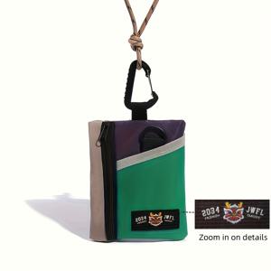 TEMU 미니 스퀘어 지퍼 클로저 백 - 컴팩트 크로스바디 파우치, 오렌지 & 터키석, 내구성 폴리에스터, 청소년 및 성인용, 여행, 파티용 - 메이크업, 동전, 신분증, 이어폰 정리함, 귀여운 일상 필수품 지갑, 동전 보관 파우치, 튼튼한 스트랩 부착, 생동감 넘치는 액세서리